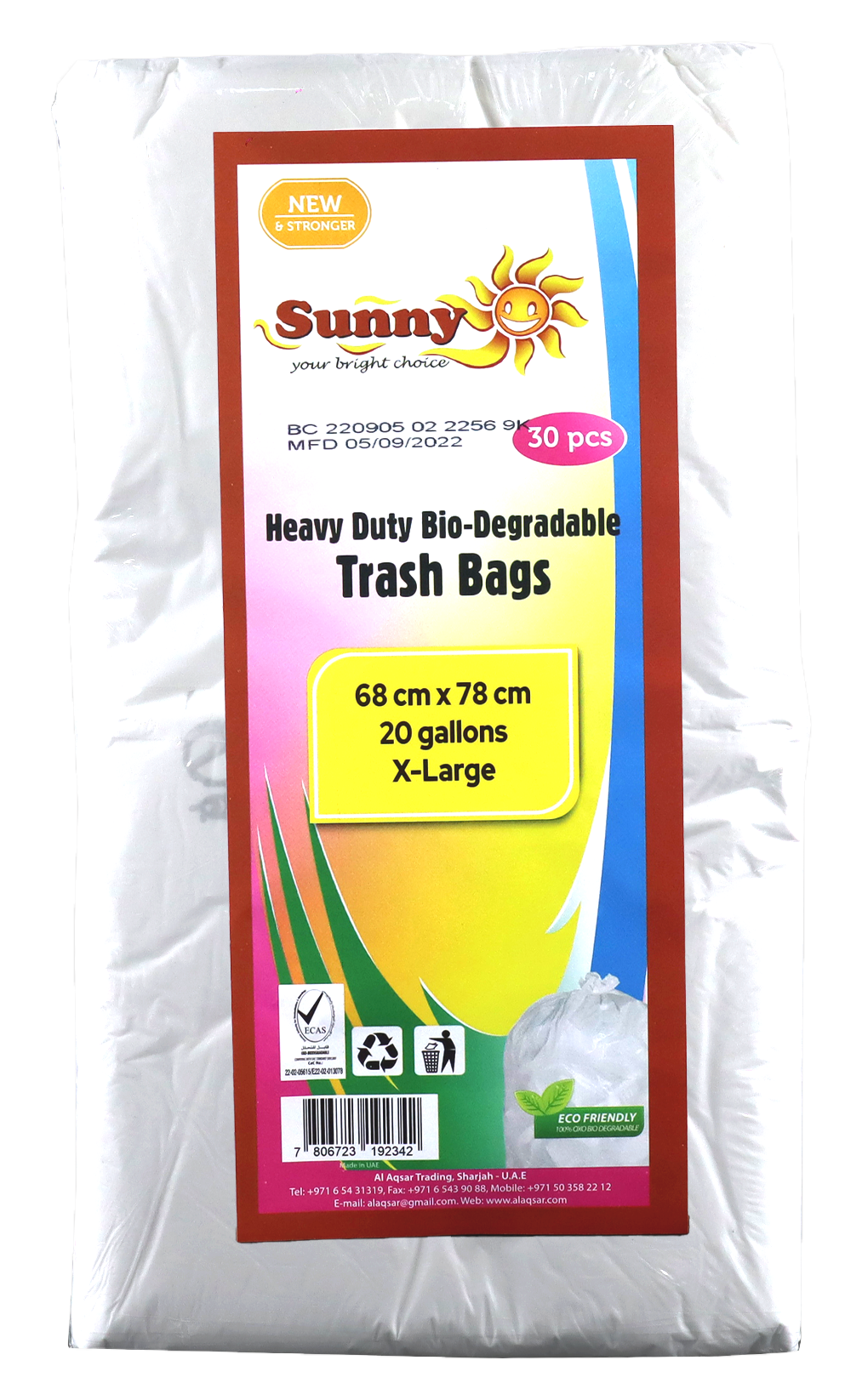 Sunny White Flat Trash Bags Pack of 30