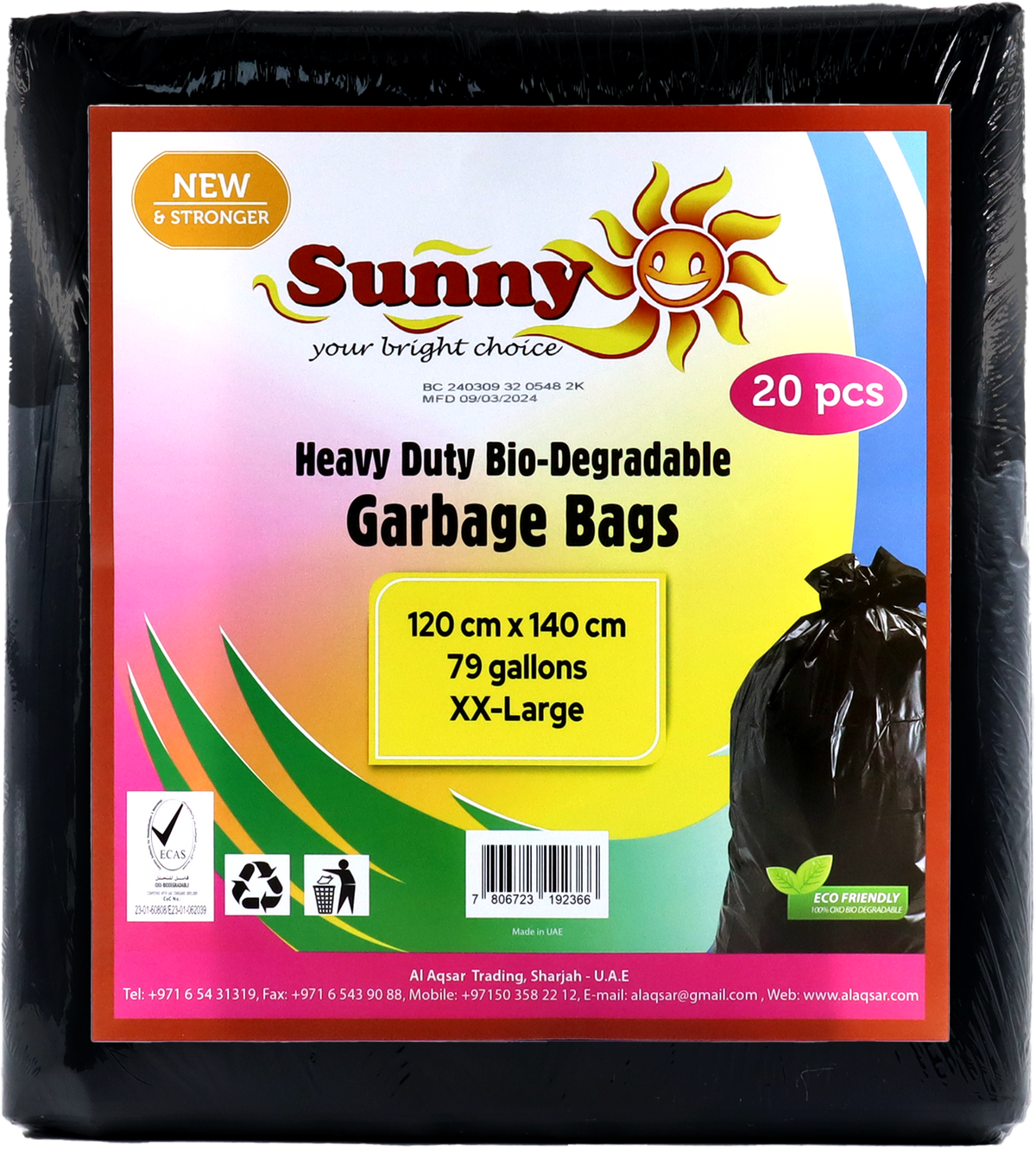 Sunny Black Flat Garbage BagsPack of 20