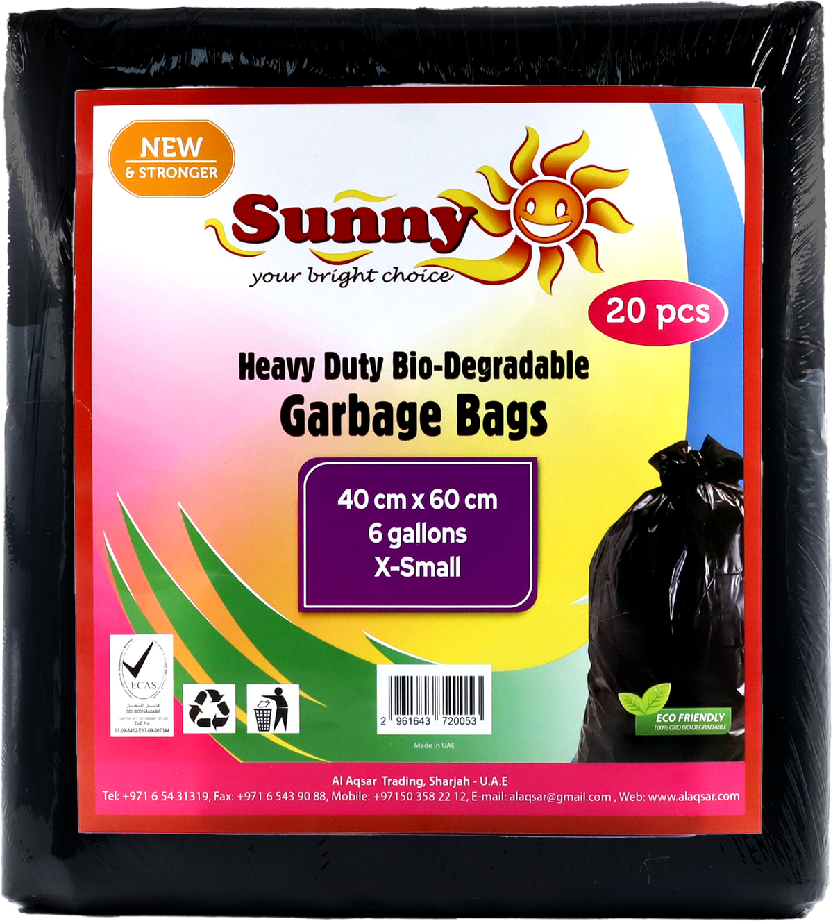 Sunny Black Flat Garbage BagsPack of 20