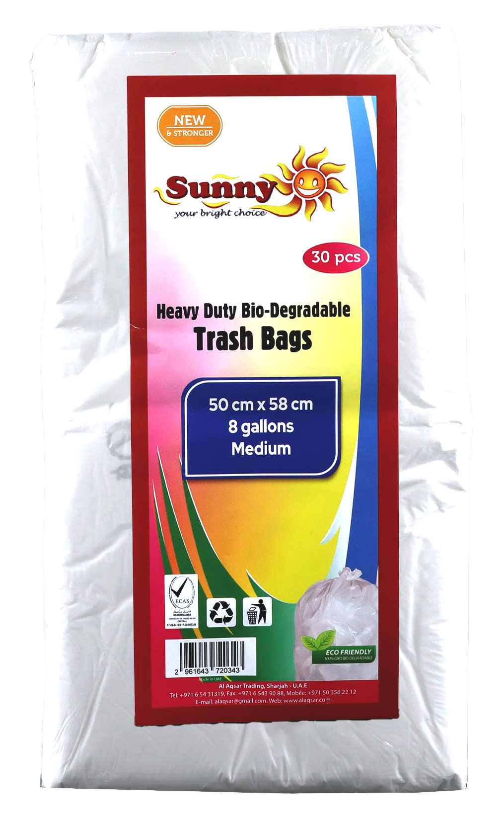 Sunny White Flat Trash Bags Pack of 30