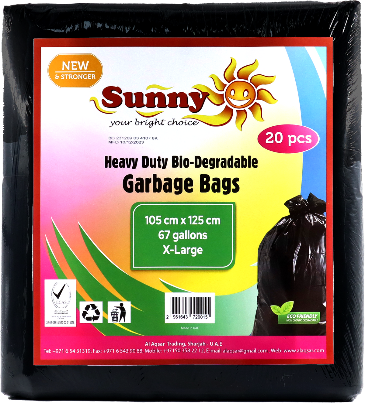 Sunny Black Flat Garbage BagsPack of 20