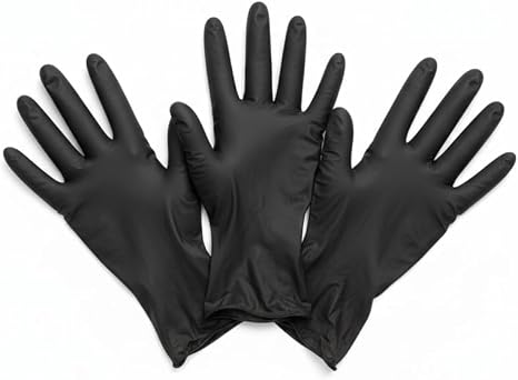 Sunny Disposable Vinyl Gloves – Black, Powder Free, Pack of 100