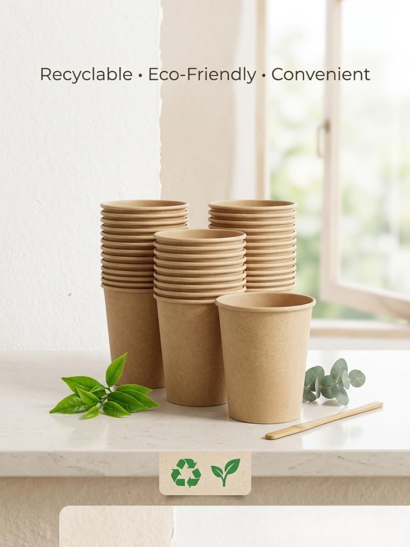 Sunny Kraft Paper Cups 7oz – Pack of 150 | Disposable Coffee Cups