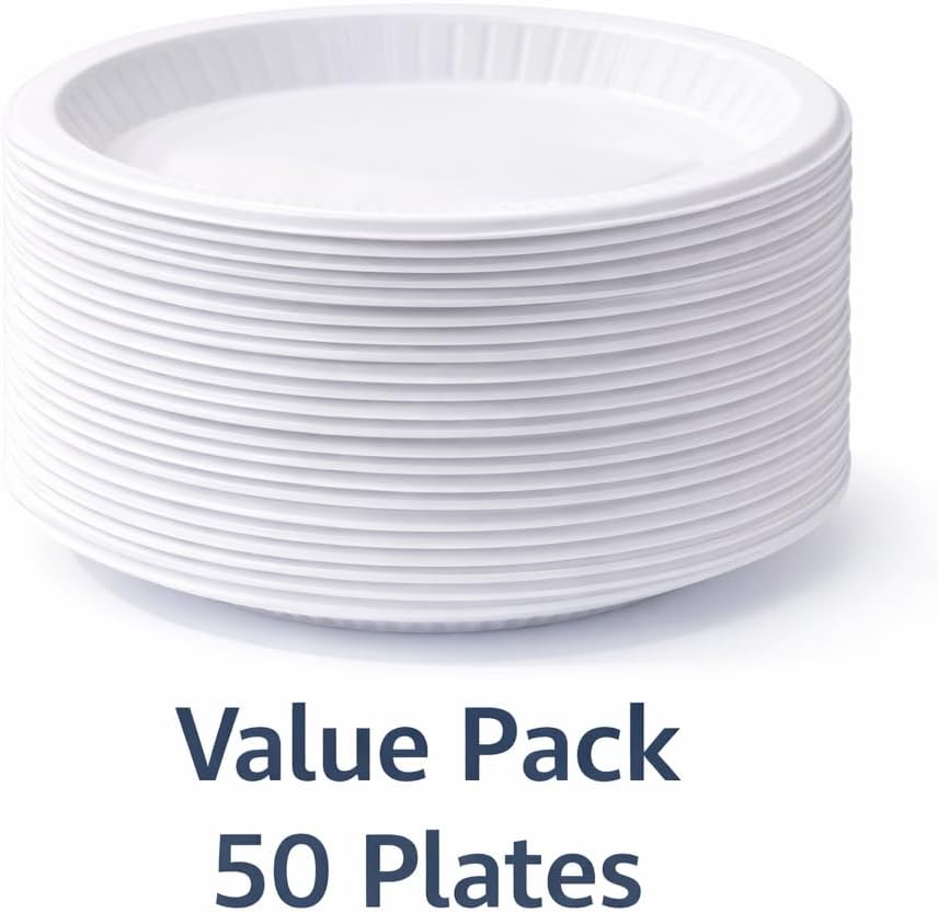 Sunny 10-Inch Plastic Plates – Pack of 25, BPA-Free