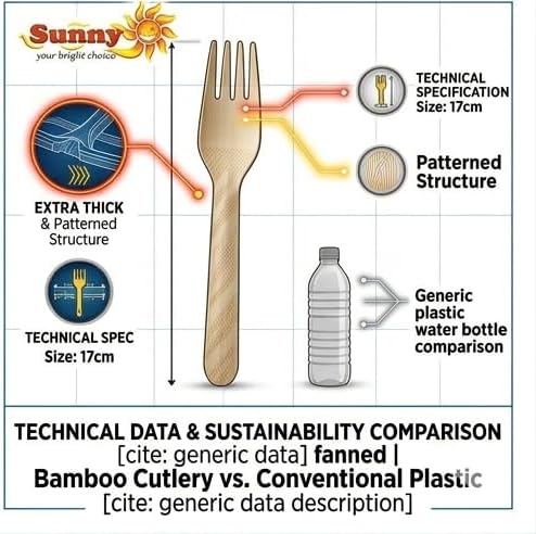 Sunny Bamboo Wooden Forks – 100% Biodegradable, Pack of 25