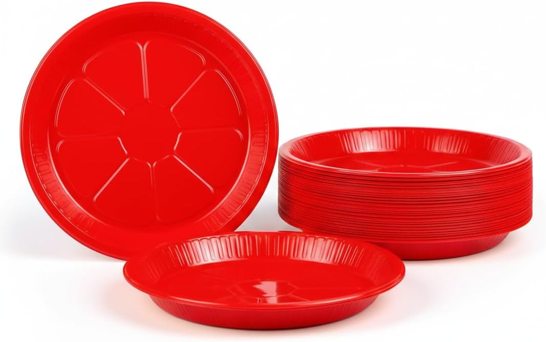 Sunny 10-Inch Colored Plastic Plates – Pack of 25, Round Dinner Plates