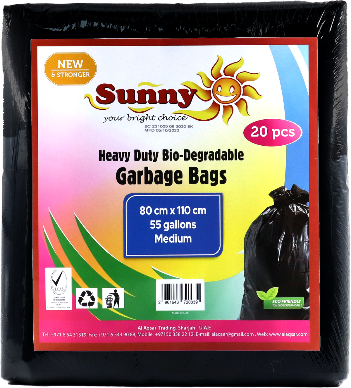 Sunny Black Flat Garbage BagsPack of 20