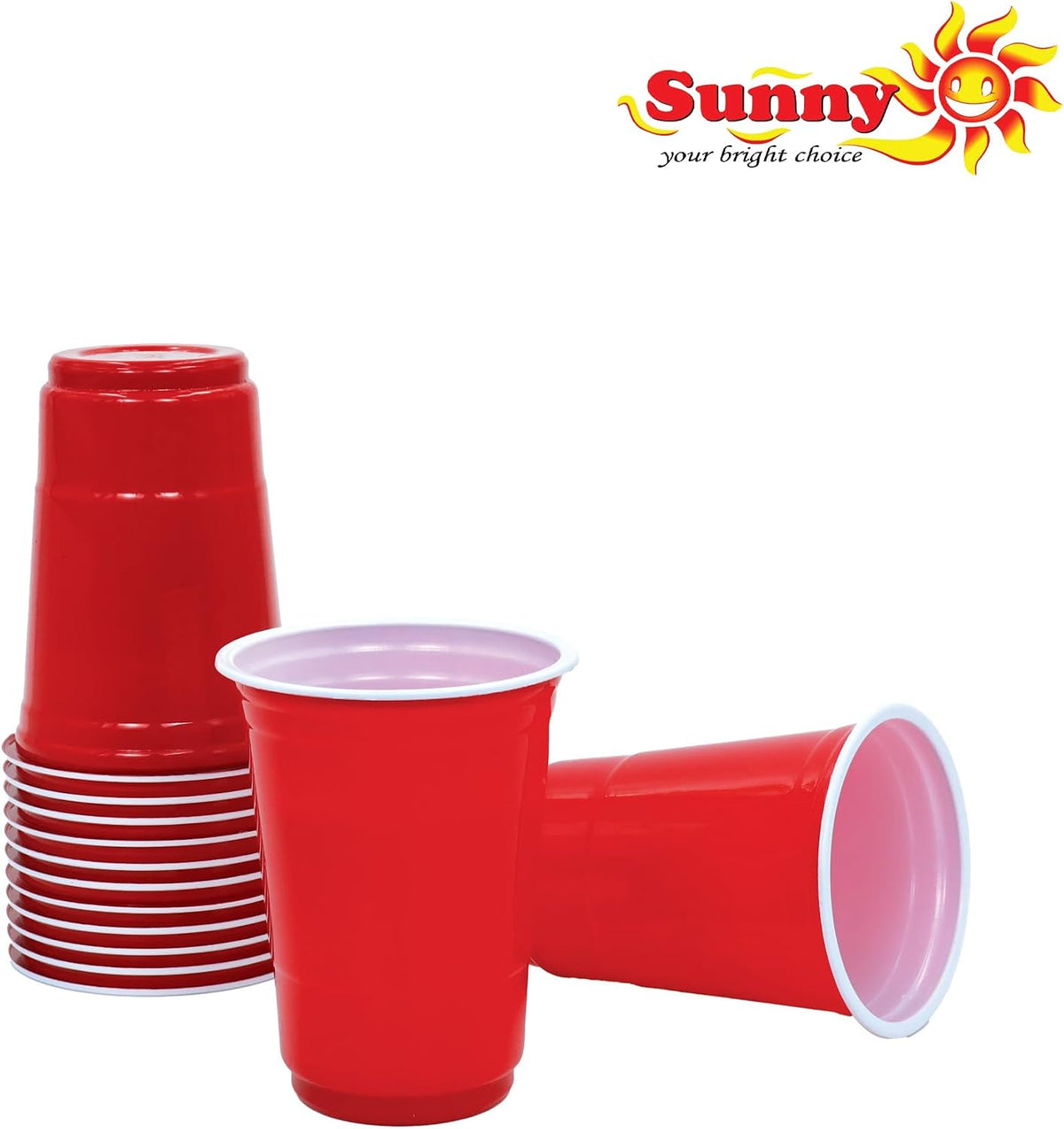 Plastic Party Cups Red 16oz, 50 Pieces - Red Plastic Cups Sturdy Red Plastic Party Cups Birthday Party Cups for All Occasions, 475ml Cups - 50 Cups