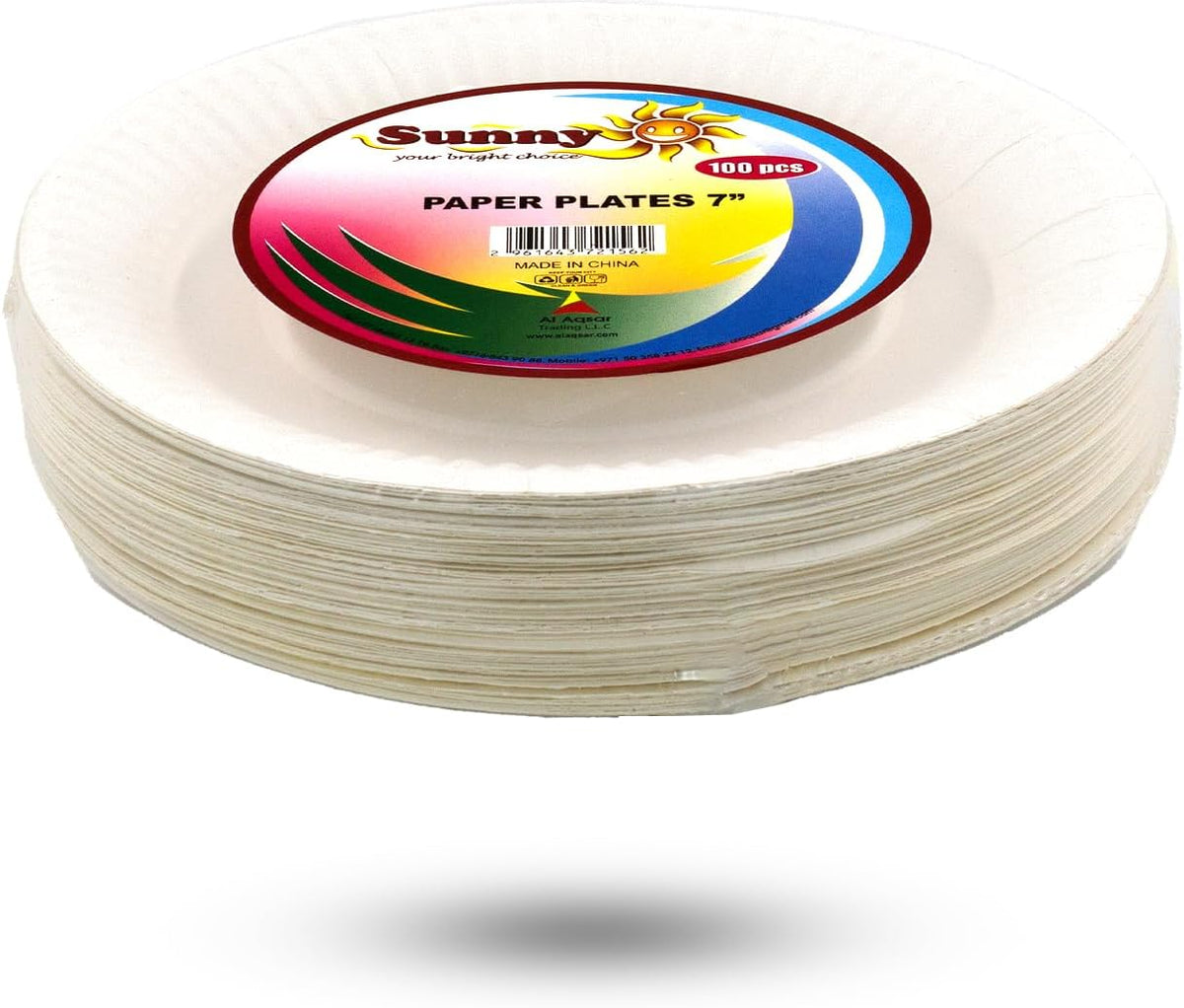 Sunny Paper Plates 7 Inch White – Pack of 100