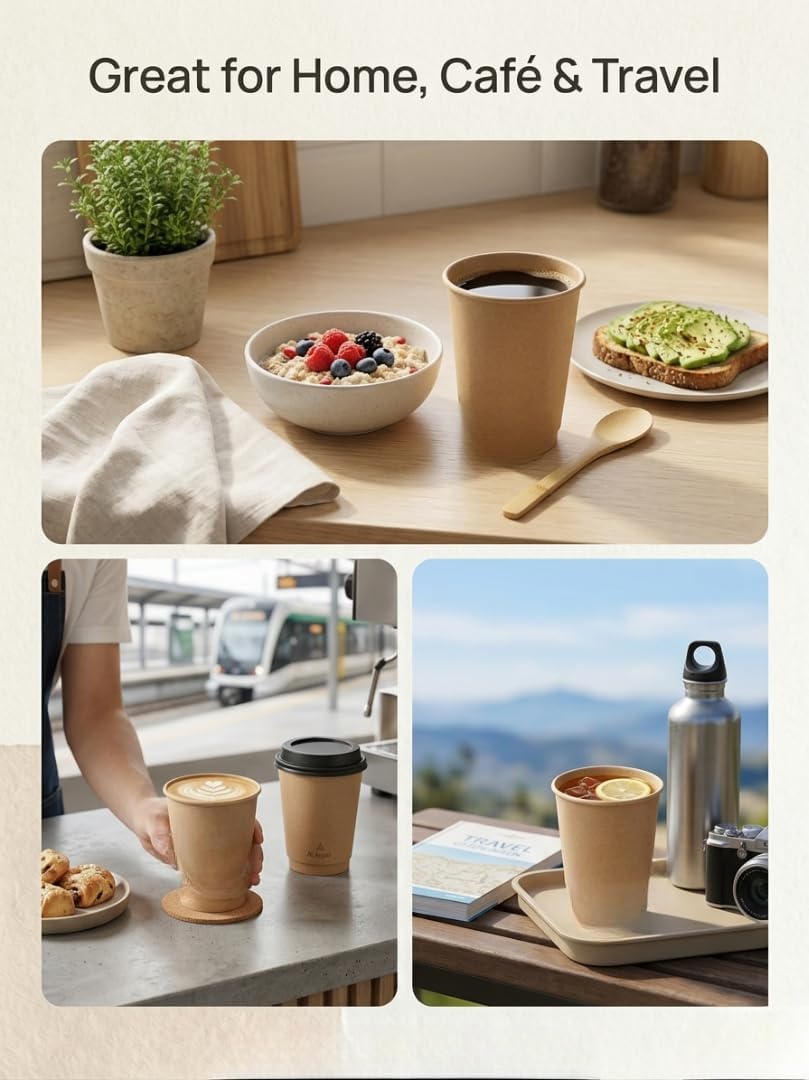 Sunny Kraft Paper Cups 7oz – Pack of 150 | Disposable Coffee Cups