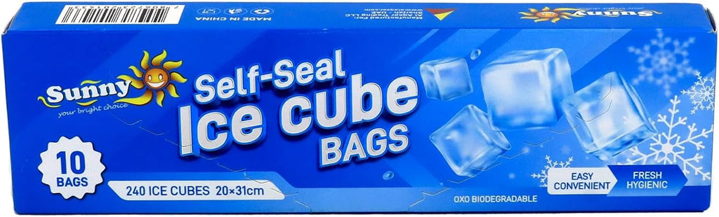 Sunny Self-Seal Ice Cube Bags - 10 Pieces (240 Ice Cubes)