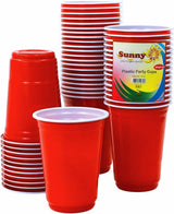 Plastic Party Cups Red 16oz, 50 Pieces - Red Plastic Cups Sturdy Red Plastic Party Cups Birthday Party Cups for All Occasions, 475ml Cups - 50 Cups