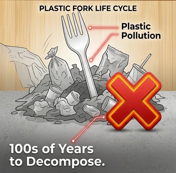Sunny Bamboo Wooden Forks – 100% Biodegradable, Pack of 25