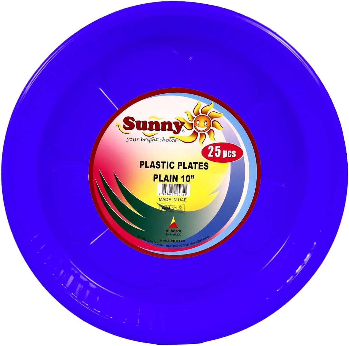Sunny 10-Inch Colored Plastic Plates – Pack of 25, Round Dinner Plates