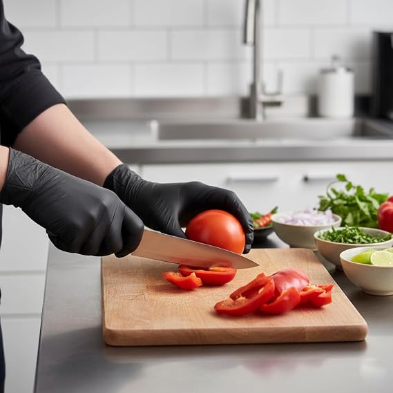 Sunny Disposable Vinyl Gloves – Black, Powder Free, Pack of 100