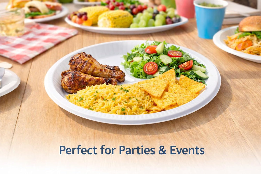 Sunny 10-Inch Plastic Plates – Pack of 25, BPA-Free