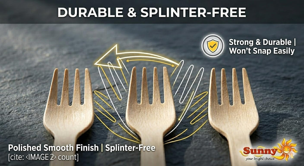 Sunny Bamboo Wooden Forks – 100% Biodegradable, Pack of 25