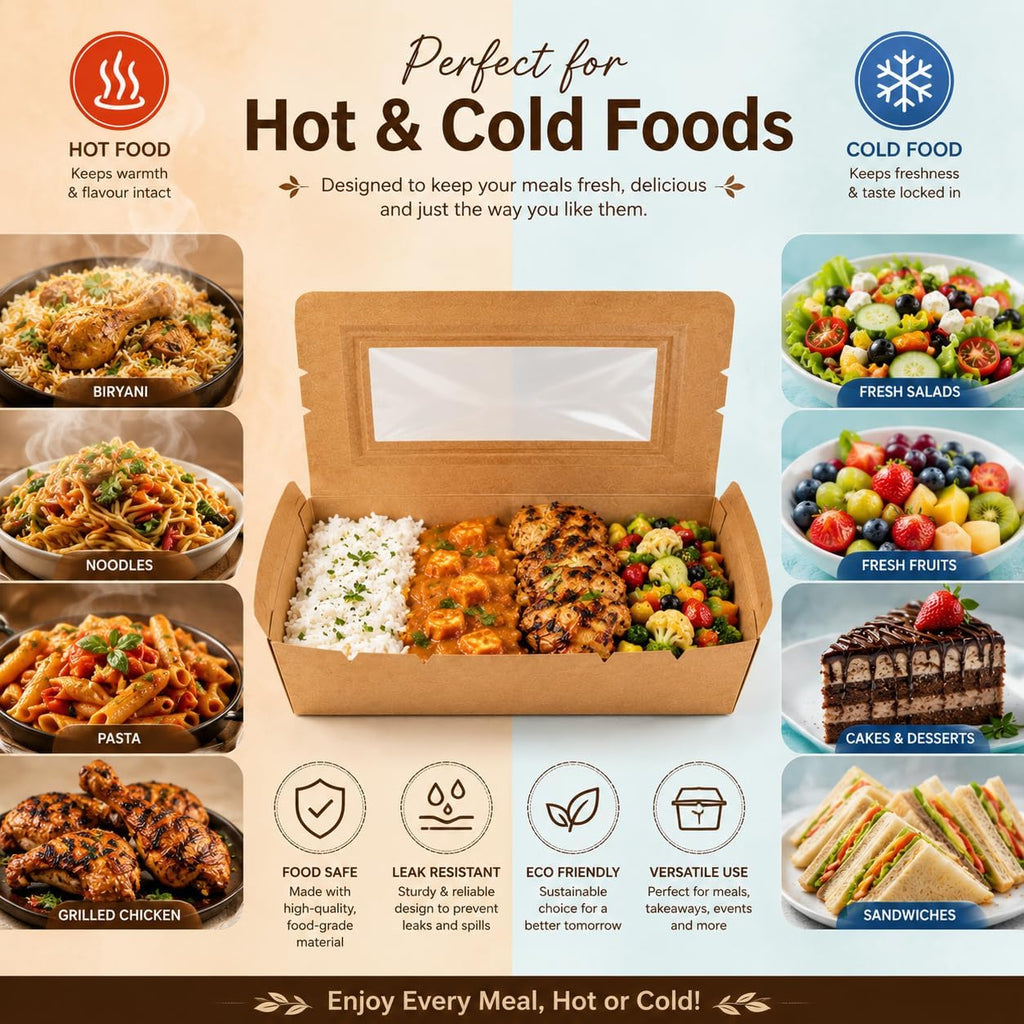Sunny Kraft Lunch Box with Window – 1200ml, Pack of 5