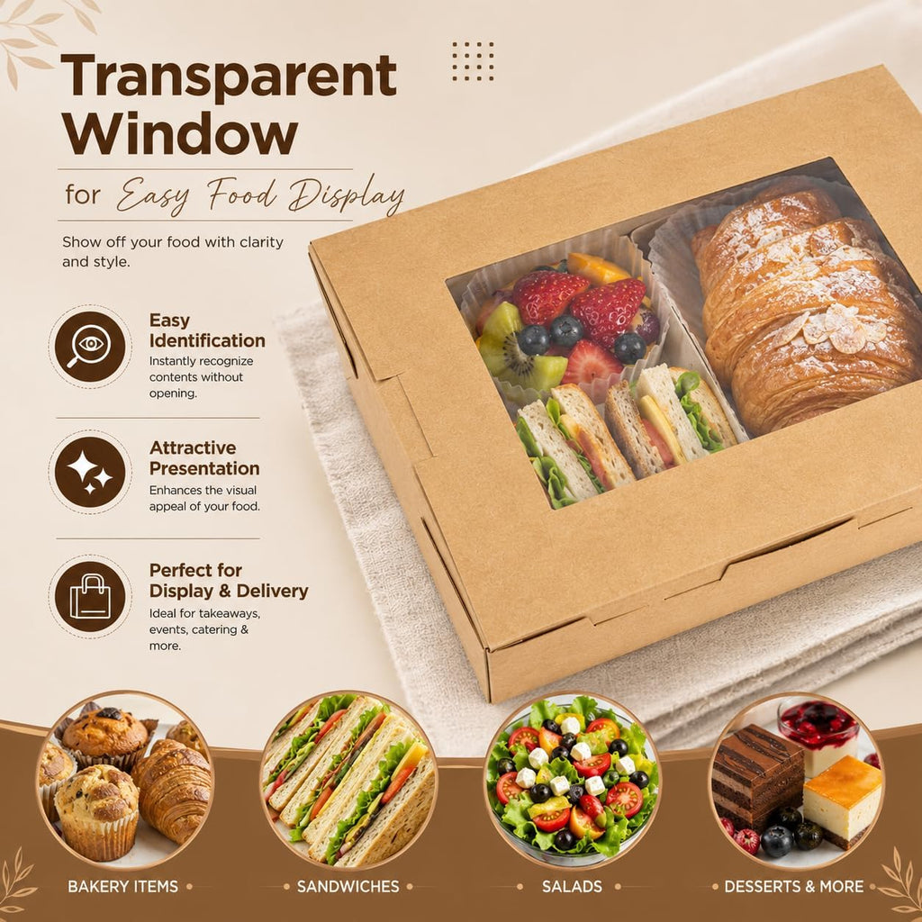 Sunny Kraft Lunch Box with Window – 1200ml, Pack of 5