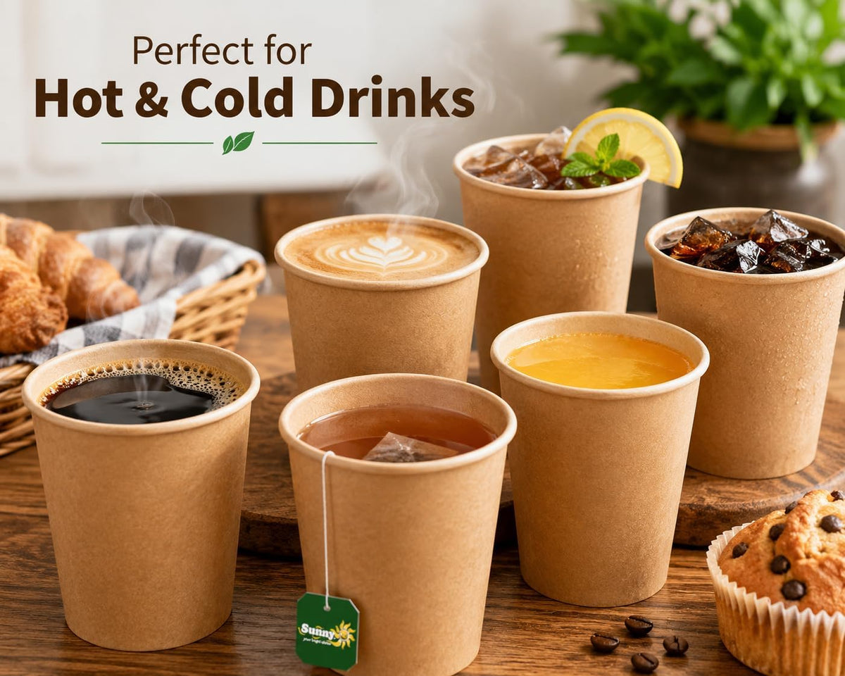 Sunny Kraft Paper Cups 7oz – Pack of 150 | Disposable Coffee Cups
