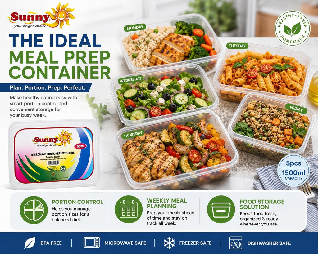 Sunny Microwave Food Storage Containers with Lids – Reusable, BPA-Free