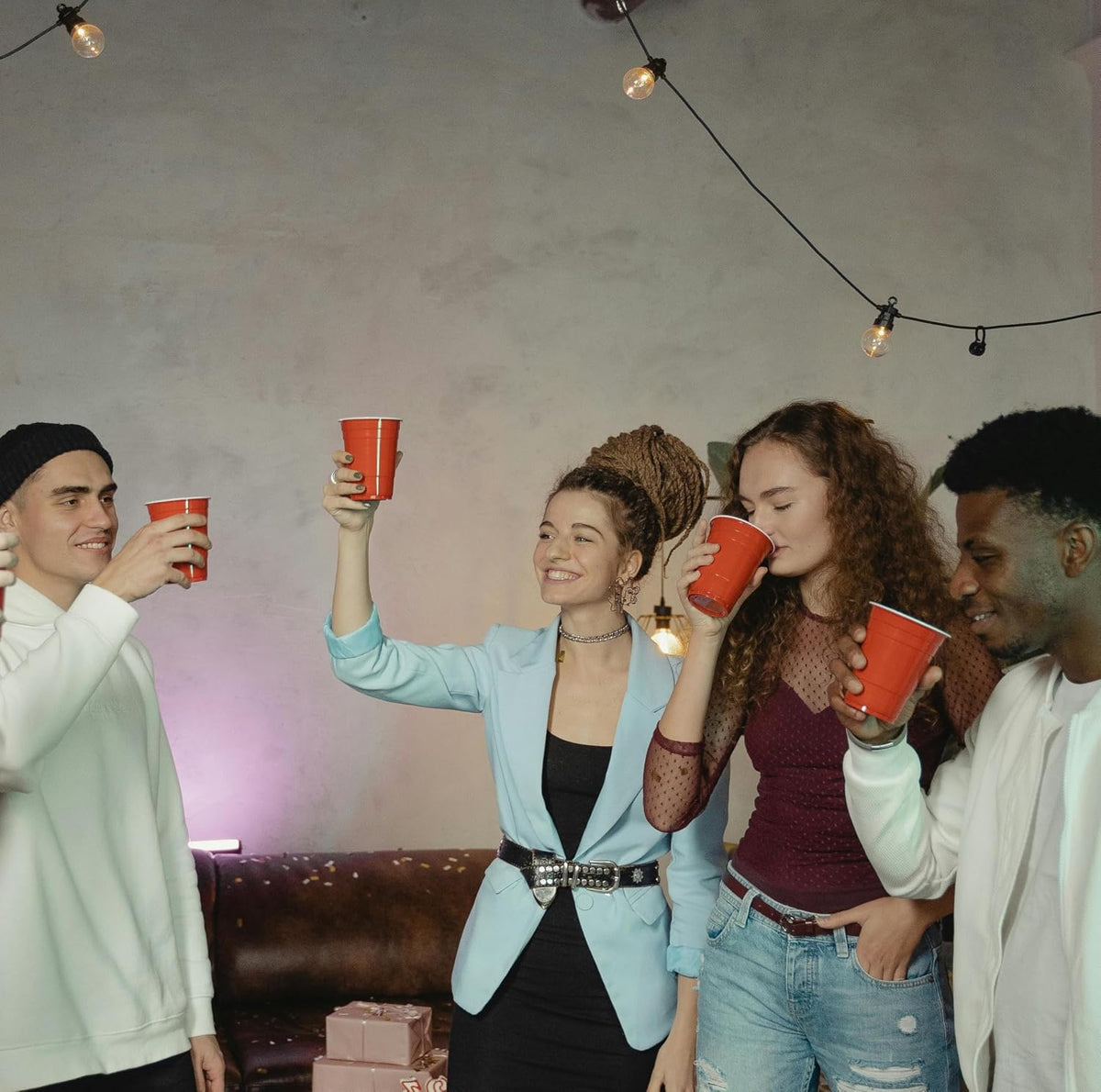 Plastic Party Cups Red 16oz, 50 Pieces - Red Plastic Cups Sturdy Red Plastic Party Cups Birthday Party Cups for All Occasions, 475ml Cups - 50 Cups
