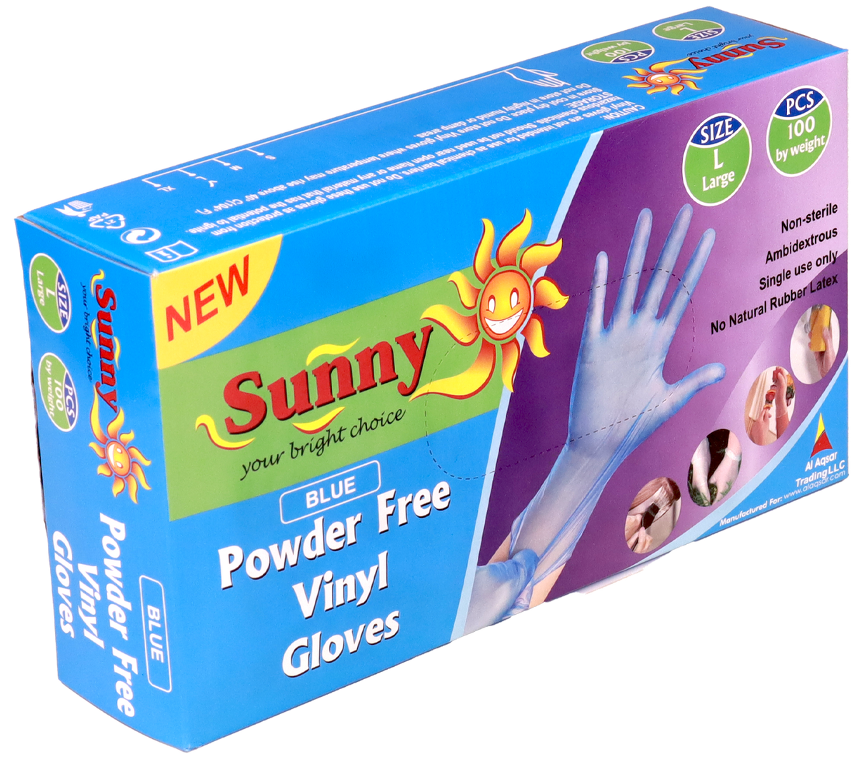 Sunny Disposable Vinyl Gloves – Black, Powder Free, Pack of 100