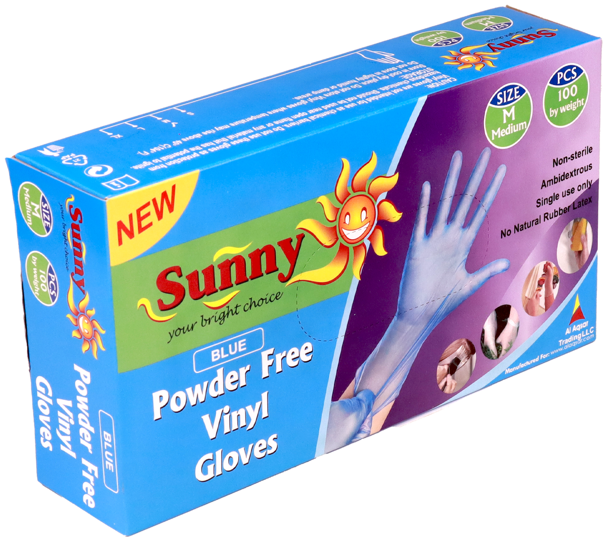 Sunny Disposable Vinyl Gloves – Black, Powder Free, Pack of 100
