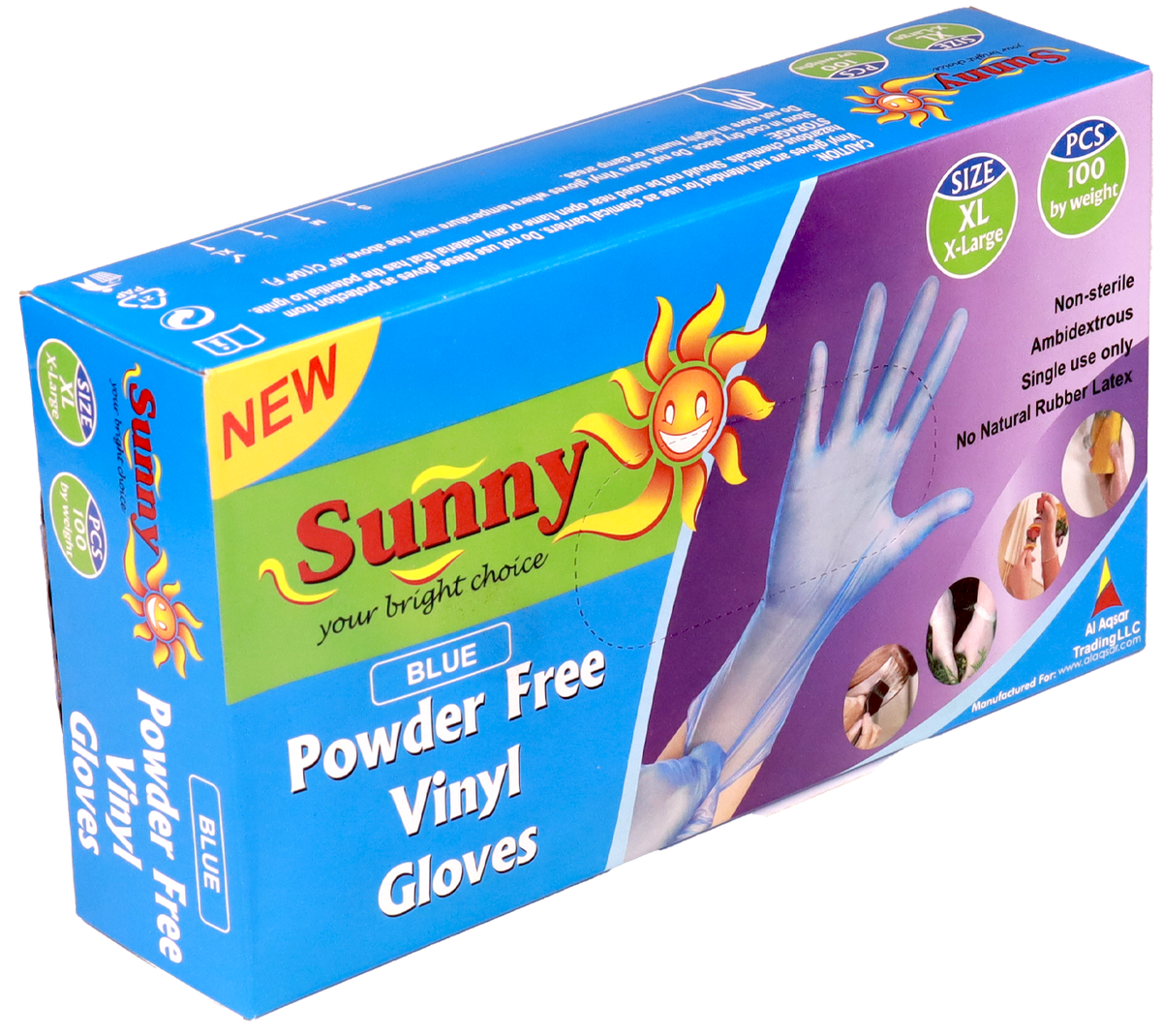 Sunny Disposable Vinyl Gloves – Black, Powder Free, Pack of 100