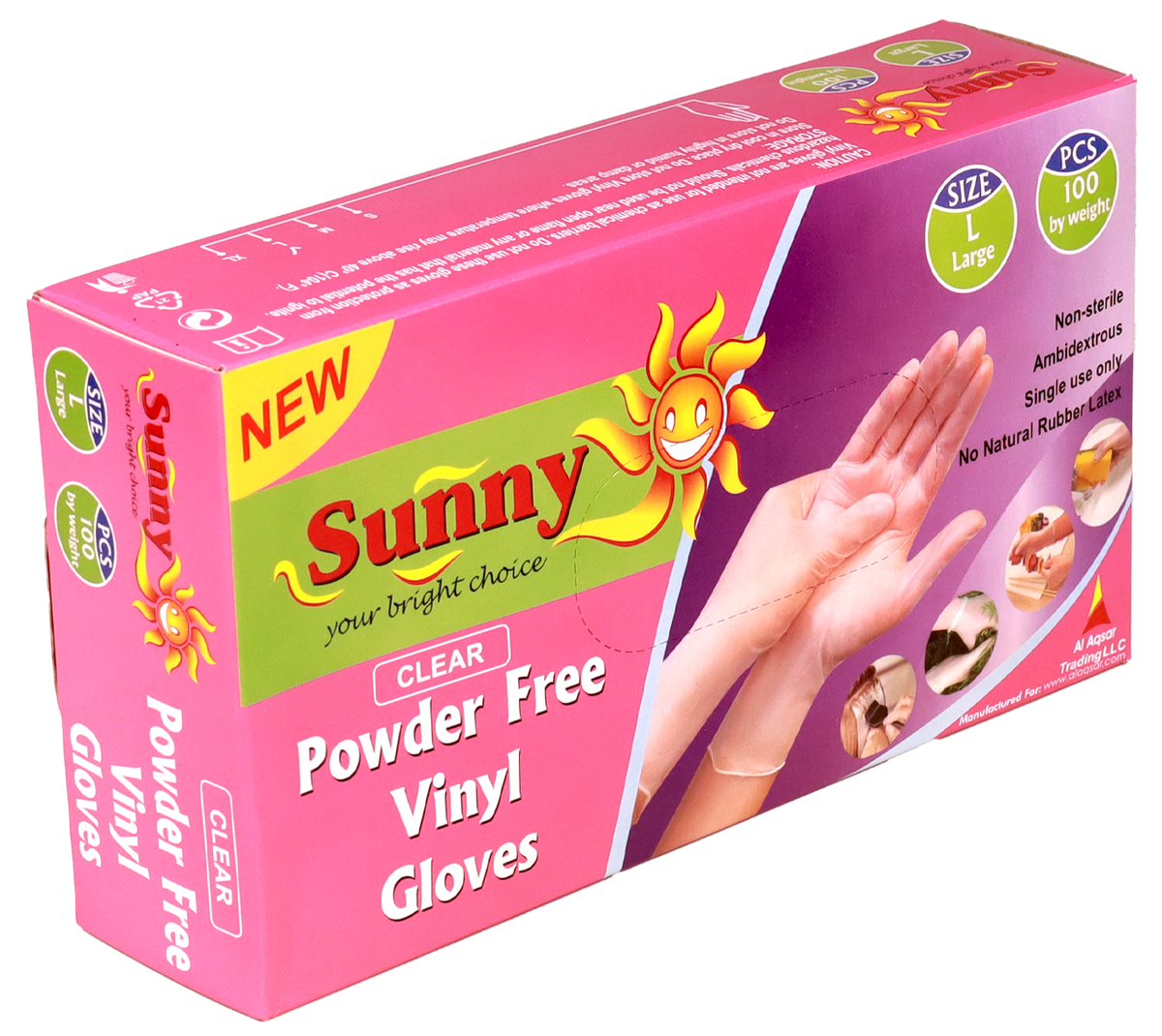 Sunny Disposable Vinyl Gloves – Black, Powder Free, Pack of 100