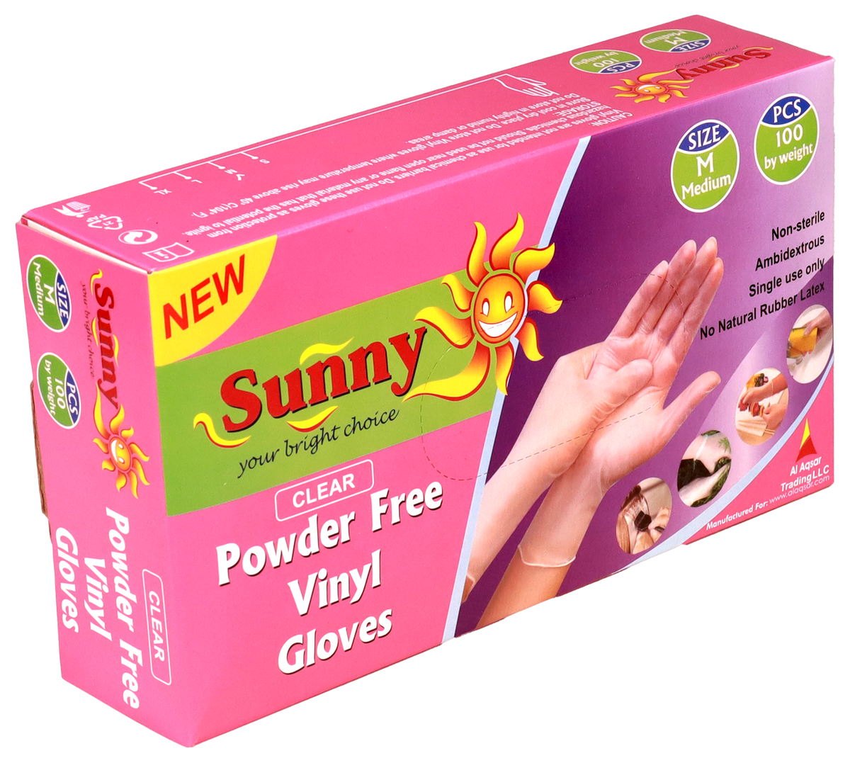 Sunny Disposable Vinyl Gloves – Black, Powder Free, Pack of 100