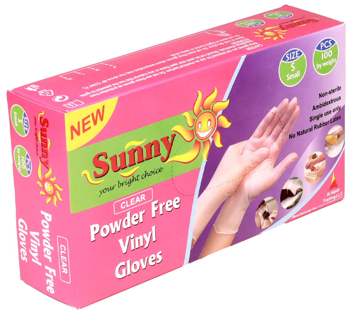 Sunny Disposable Vinyl Gloves – Black, Powder Free, Pack of 100