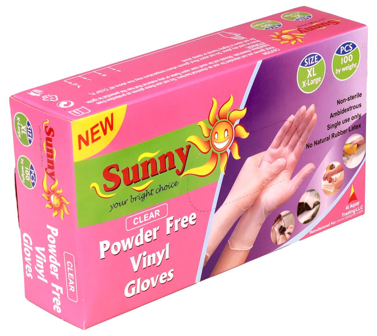 Sunny Disposable Vinyl Gloves – Black, Powder Free, Pack of 100