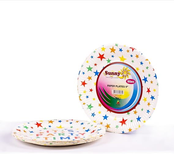 Paper Plates – 9 Inch Round Party Plates, Pack of 100