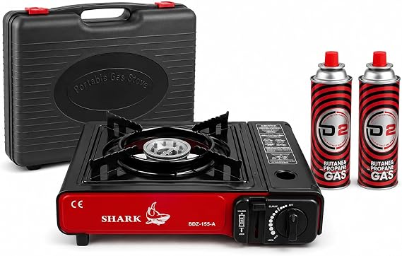 Portable Gas Stove Single Burner with Carrying Case & 2 Butane Canisters