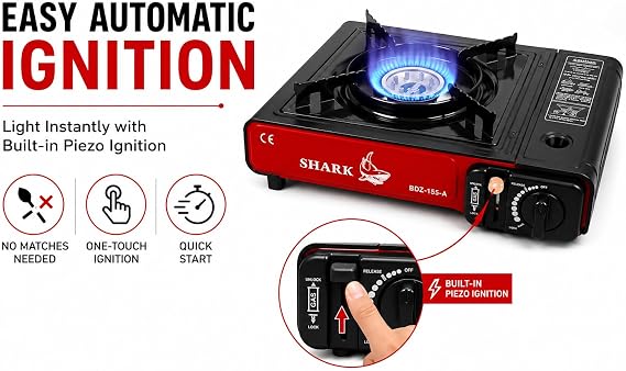Portable Gas Stove Single Burner with Carrying Case & 2 Butane Canisters
