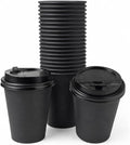 Premium 8oz Black Paper Coffee Cups with Black Sip Lids | PE Coated Drink Cups -Pack of  25