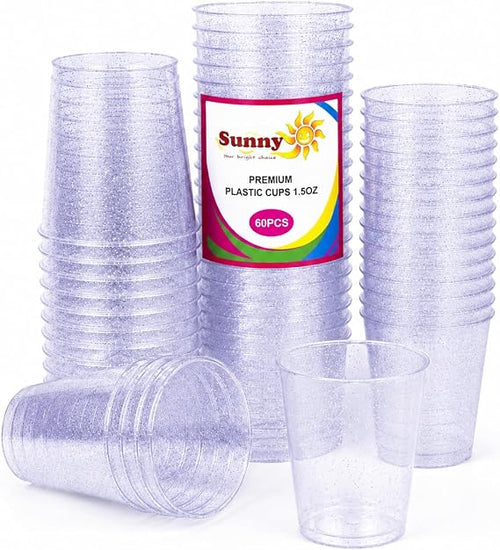 Premium Reusable Plastic Shot Cups 1.5oz (45ml) – Recyclable Mini Party Cups for Drinks, Desserts & Tastings – Pack of 60