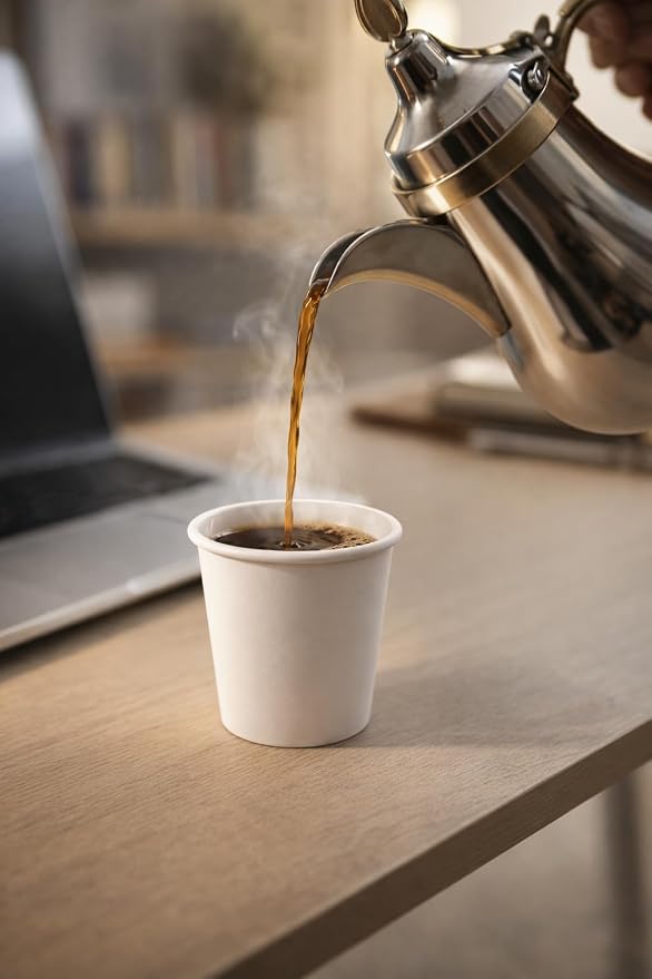Sunny 4oz Paper Cups – 100 Pack | White 120ml Small Coffee & Tea Cups | Leak Proof, Heat Resistant, Heavy Duty | Party, Office & Catering Use