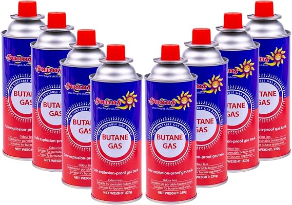 Sunny 4 Pack Portable Butane Gas Cylinder 220g, 400ml – Fuel for Camping Stoves & Outdoor Cooking