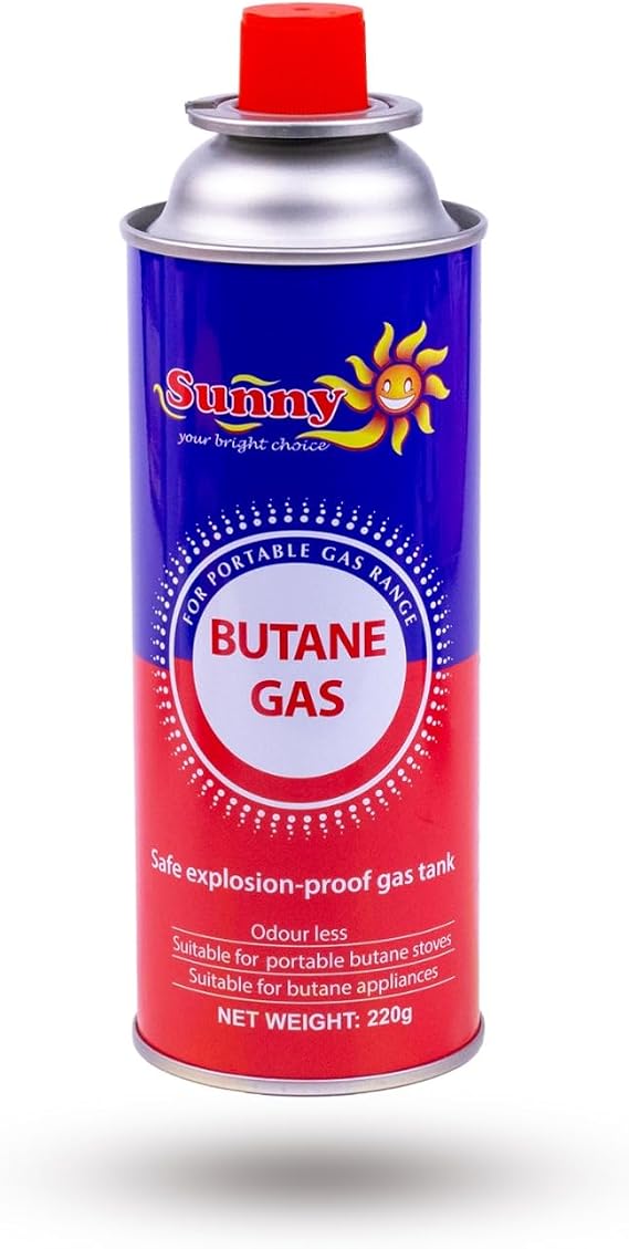 Sunny 4 Pack Portable Butane Gas Cylinder 220g, 400ml – Fuel for Camping Stoves & Outdoor Cooking