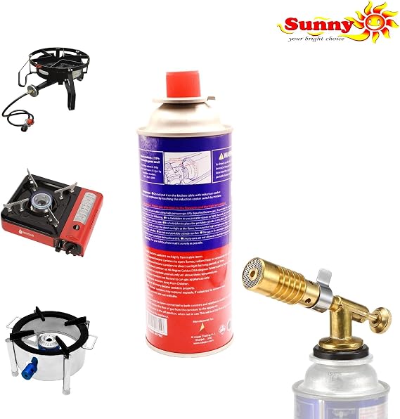 Sunny 4 Pack Portable Butane Gas Cylinder 220g, 400ml – Fuel for Camping Stoves & Outdoor Cooking