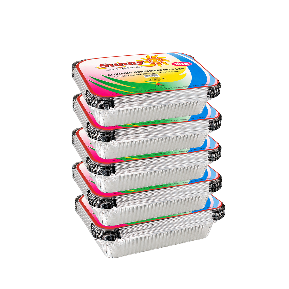 Sunny Aluminium Containers with Lids 890cc : Pack of 50 (5 Packs of 10)