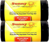 Sunny Black Garbage Bags 30 Gallon [Pack of 40, 2 Rolls] - Heavy Duty Large Trash Bags for Kitchen & Office - 100% Leak-Proof, Tear-Resistant - Eco-Friendly OXO-Biodegradable Bin Liners (60 x 90 cm)