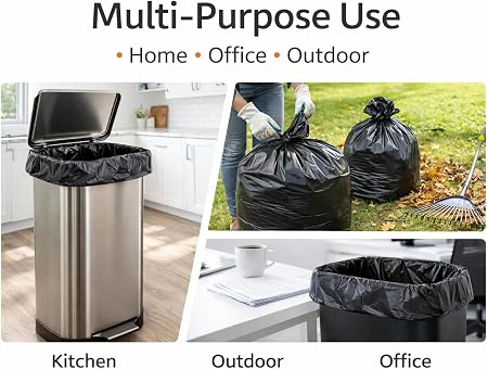 Sunny Black Garbage Bags 30 Gallon [Pack of 40, 2 Rolls] - Heavy Duty Large Trash Bags for Kitchen & Office - 100% Leak-Proof, Tear-Resistant - Eco-Friendly OXO-Biodegradable Bin Liners (60 x 90 cm)