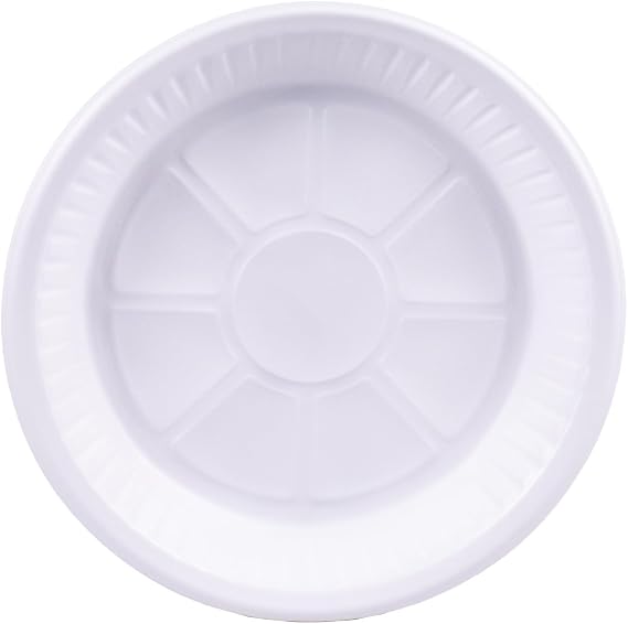 Sunny Plastic Plates 9 Inch [50 Pieces] - Heavy Duty White Round Plates for Parties, Weddings, Catering & Picnics - Microwave & Freezer Safe, BPA-Free, Durable & Leak-Proof Party Supplies