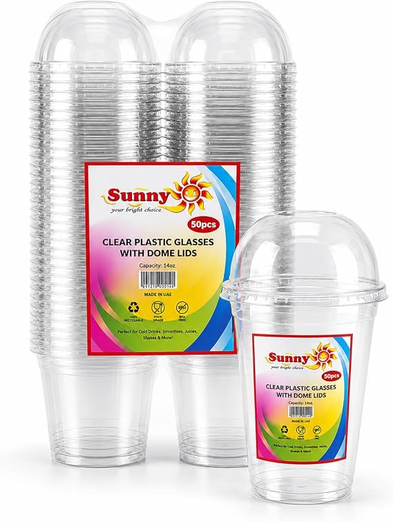 Sunny Clear Plastic Cups with Dome Lids