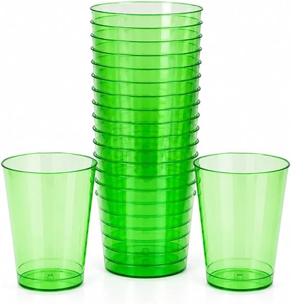 Sunny Colored Reusable Plastic Cups 8oz – 25 PCS Transparent Colored Drinking Cups for Juice, Water & Soft Drinks | Recyclable BPA-Free Party Cups