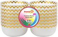 Zig Zag Plastic Bowl Premium 24oz Pack of 10 – Reusable Clear Plastic Bowls for Serving, Food Storage, Salad, Snacks & Party Catering Containers, BPA-Free, Durable & Elegant Gold Chevron Design