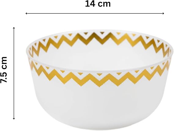 Zig Zag Plastic Bowl Premium 24oz Pack of 10 – Reusable Clear Plastic Bowls for Serving, Food Storage, Salad, Snacks & Party Catering Containers, BPA-Free, Durable & Elegant Gold Chevron Design